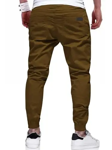 PLEPAN Mens Cotton Casual Cargo Joggers with 4 Pockets | Elastic Waist Drawstring, Track Jogging Sweatpants, Hiking,Outdoor, Comfortable - 2