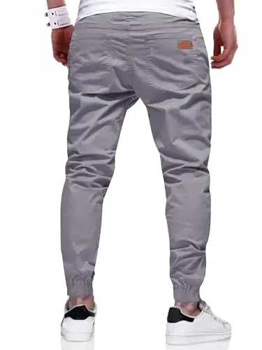 PLEPAN Mens Cotton Casual Cargo Joggers with 4 Pockets | Elastic Waist Drawstring, Track Jogging Sweatpants, Hiking,Outdoor, Comfortable - PLEPAN (1)