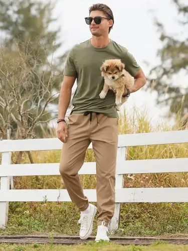 PLEPAN Mens Cotton Casual Cargo Joggers with 4 Pockets | Elastic Waist Drawstring, Track Jogging Sweatpants, Hiking,Outdoor, Comfortable - 3