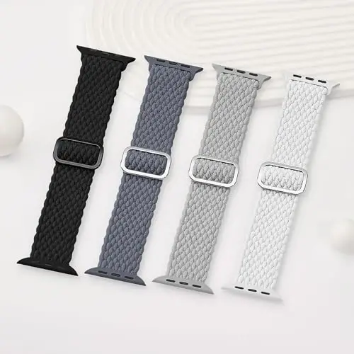 Плетеный эластичный монобраслет, совместимый с Apple Watch Band 38 мм 40 мм 41 мм 42 мм 44 мм 45 мм 46 мм 49 мм для женщин и мужчин, нейлоновые эластичные ремешки для iWatch Series 11/10 9 8 7 6 5 4 3 SE/Ultra 3 2 1 - 4
