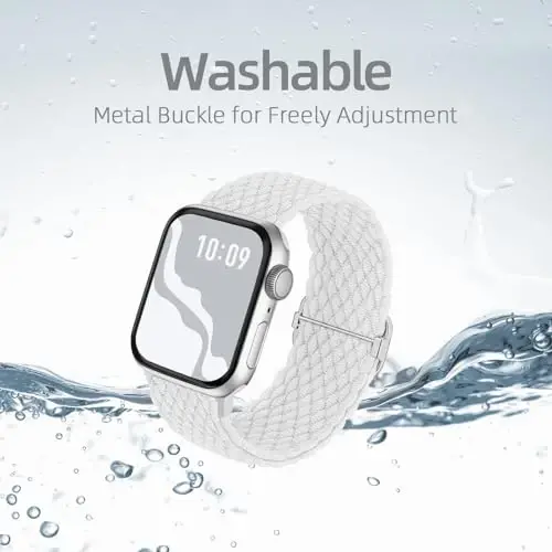 Плетеный эластичный одинарный ремешок, совместимый с Apple Watch 38 мм 40 мм 41 мм 42 мм 44 мм 45 мм 46 мм 49 мм для женщин и мужчин, нейлоновые эластичные ремешки для iWatch Series 10 9 8 7 6 5 4 3 11 Ultra/SE 3 2 1 - 6