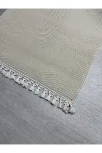 Плетеный Фризе Рельеф Джой Крем Нескользящий Основа Резка Ковер Дорожка-Белый - 1