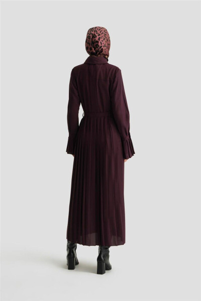 Piliseli Gömlek Elbise 24k9904 Mor-MOR - 5