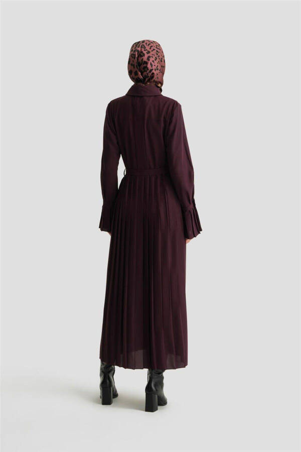 Piliseli Gömlek Elbise 24k9904 Mor-MOR - 5