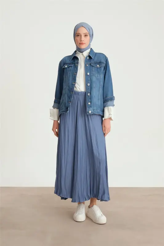 Плиссированная юбка Armine с эффектом помятости 24Yd5601 темно-синего цвета - 1