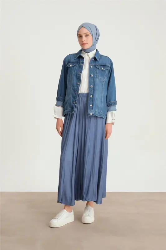 Плиссированная юбка Armine с эффектом помятости 24Yd5601 темно-синего цвета - 2