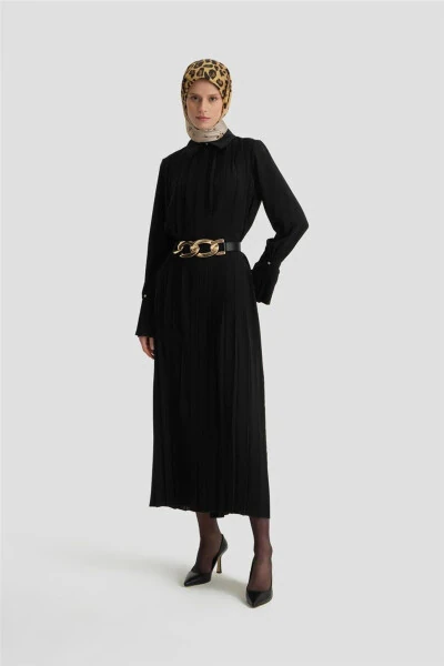 Плиссированное платье-рубашка 24k9904 черное - ARMINE (1)