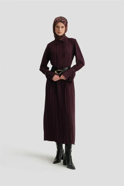 Plitreli Ko'ylak Libos 24k9904 Binafsha - ARMINE