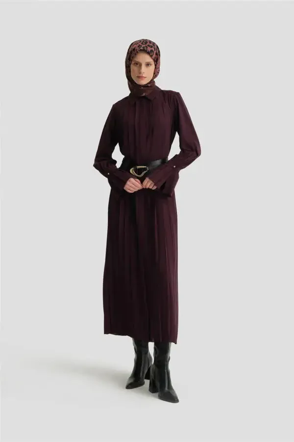 Plitreli Ko'ylak Libos 24k9904 Binafsha - 1