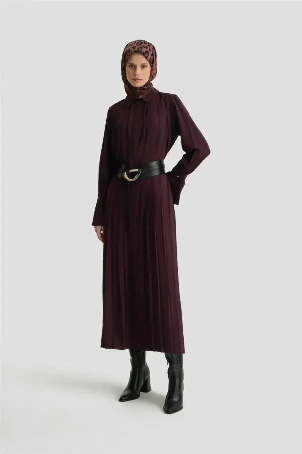 Plitreli Ko'ylak Libos 24k9904 Binafsha - 2