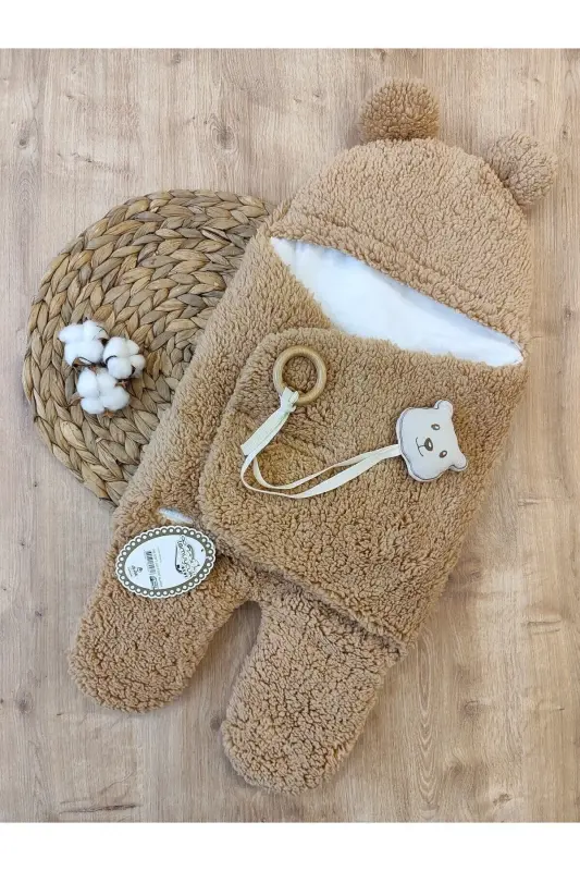 Плюшевый детский конверт для сна с игрушкой, спальный мешок для выписки из роддома, подарочная упаковка одеяла - 6