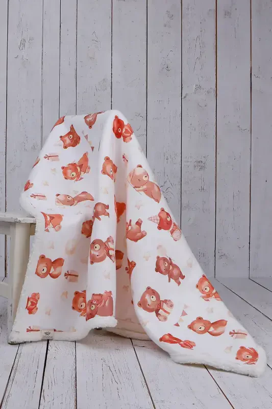 Плюшевый медвежонок детское одеяло толстое одеяло из овечьей шерсти - молочный кофе - 1