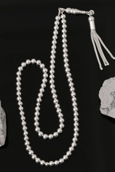 Плоская сферическая резка 99 из 925 посеребренные четки VET-0090 - Modazone (1)