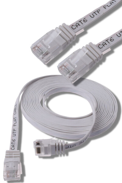 Плоский Ethernet-кабель Cat6 белого цвета 15 метров - 2