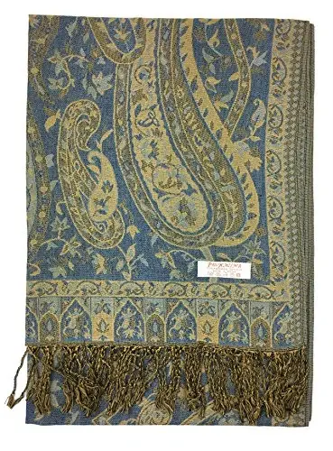 Plum Feathers Tapestry Ethnic Paisley Pattern PasModazoneina Shawl Scarf, Womens PasModazoneina Shawl Wrap with Fringes - 3