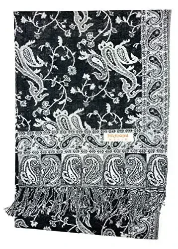 Plum Feathers Tapestry Etnik Paisley Naqshli PasModazoneina Ro'mol Ro'mol, Ayollar uchun Franjli PasModazoneina Ro'mol O'rash - 2