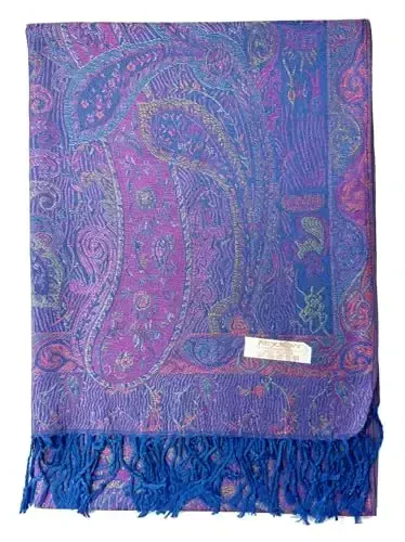Plum Feathers Tapestry Etnik Paisley naqshli PasModazoneina ro'mol sharf, ayollar uchun PasModazoneina ponponli ro'mol o'rami - 2