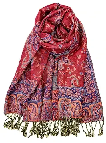 Plum Feathers Tapestry Etnik Paisley Naqshli PasModazoneina Roʻmol Sharf, Ayollar uchun PasModazoneina Roʻmol Sochli oʻrash 