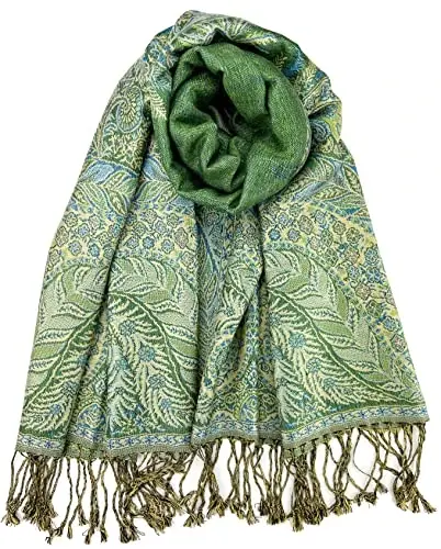 Plum Feathers Tapestry Etnik Paisley Pattern PasModazoneina Shawl Scarf, Womens PasModazoneina Shawl Wrap with Fringes - 1