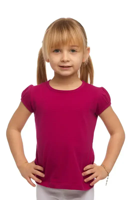 Plum Girl Short Sleeve Basic T-Shirt-CRIMSON - 1