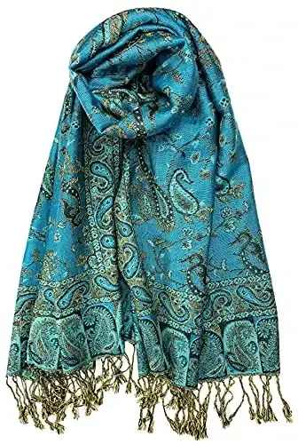 Plum Feathers Tapestry Ethnic Paisley Pattern PasModazoneina Shawl Scarf, Womens PasModazoneina Shawl Wrap with Fringes - 1
