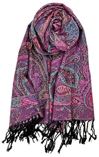 Plum Patlari Goblen Etnik Paisley Naqsh PasModazoneina Ro'mol, Ayollar uchun PasModazoneina Ro'mol Sochilgan Holda - PLUM