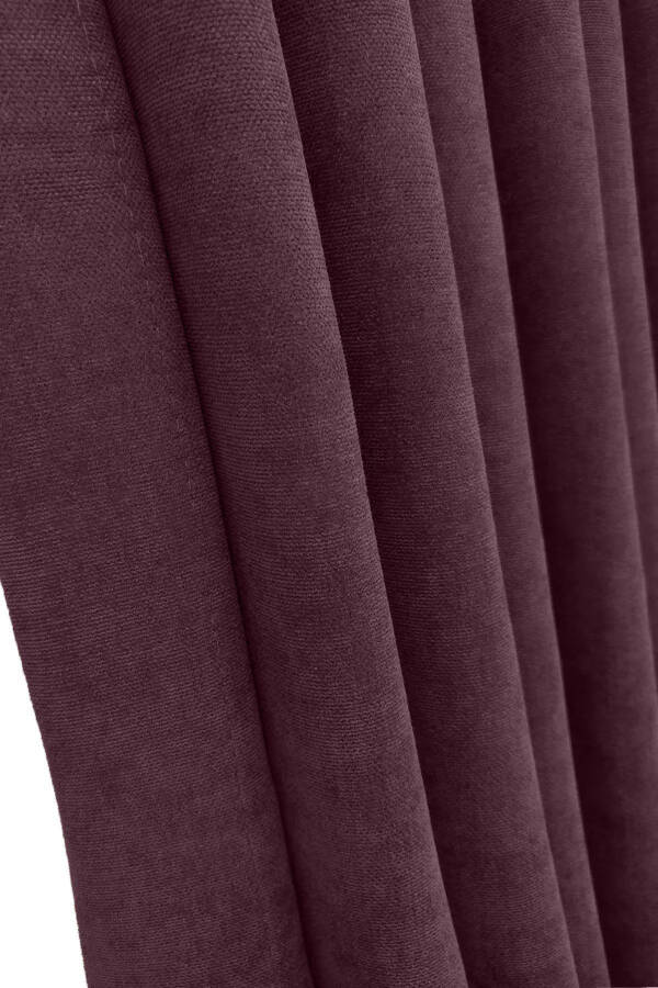 Plum Solid Color Blackout Curtain, Plain Straight Sewing, Extrafor Pleating, Single Panel - 2