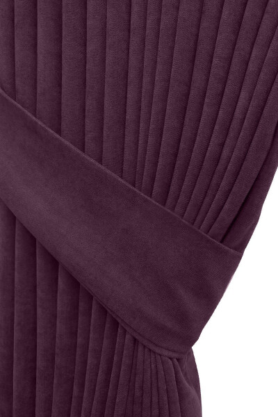 Plum Solid Color Blackout Curtain, Plain Straight Sewing, Extrafor Pleating, Single Panel - 3