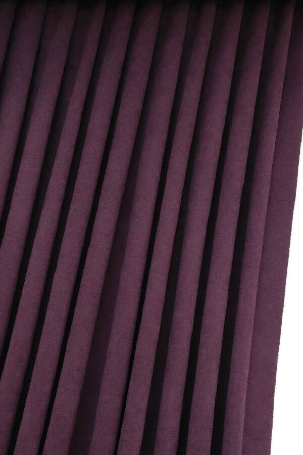 Plum Solid Color Blackout Curtain, Plain Straight Sewing, Extrafor Pleating, Single Panel - 8