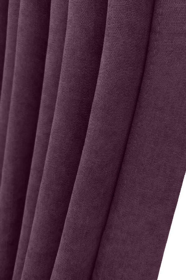 Plum Solid Color Blackout Curtain, Plain Straight Sewing, Extrafor Pleating, Single Panel - 9