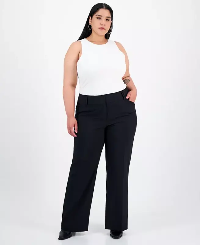 Plus and Petite Plus Size Curvy Bootcut Pants, Created for Modazone-Deep Black - 1