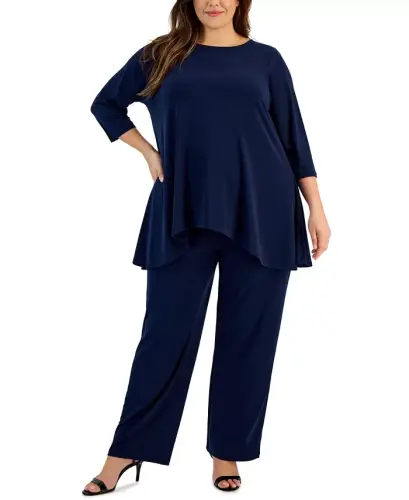 Plus and Petite Plus Size Wide-Leg Pull-On Pants, Exclusively at Modazone - 2