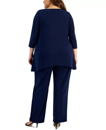 Plus and Petite Plus Size Wide-Leg Pull-On Pants, Exclusively at Modazone - 3