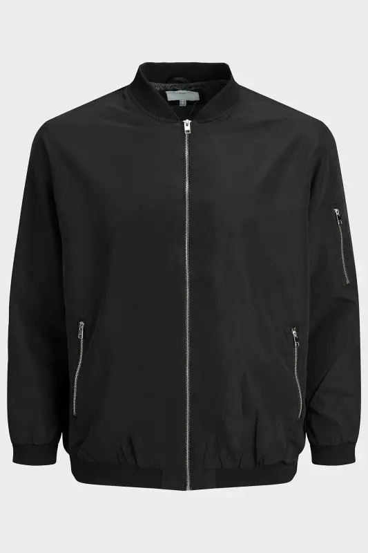 Plus Büyük Beden Fermuarlı Bomber Ceket Erkek CEKET 12173990-SİYAH - 4