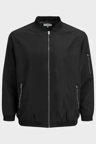 Plus Büyük Beden Fermuarlı Bomber Ceket Erkek CEKET 12173990-SİYAH - 4