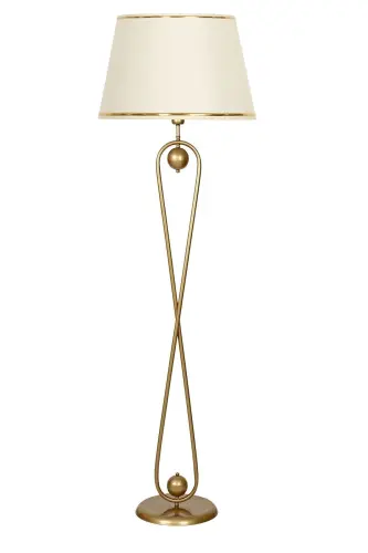Plus ForeverX Statik Eskitme Mat Gold Metal Lambader, Zemin Lambası - Gold Krem 