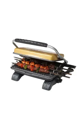 Plus Organic Cast Iron Grill & Toaster Gold with Grill Attachment & Brush-GOLD - 6