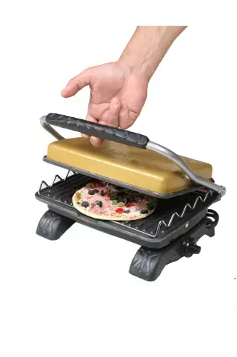 Plus Organic Cast Iron Grill & Toaster Gold with Grill Attachment & Brush-GOLD - 8