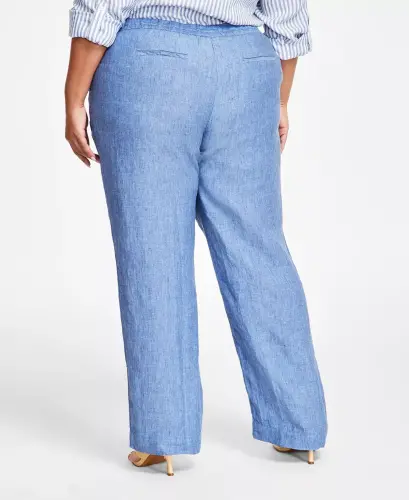 Plus Size 100% Linen Pants, Exclusively at Modazone - 3