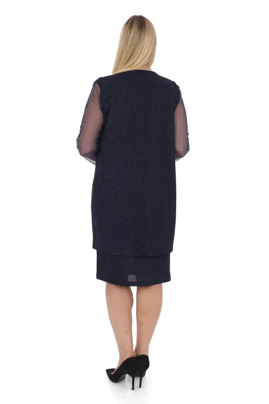 Plus Size 3-Piece Skirt Suit Navy Blue GLS533 - 1