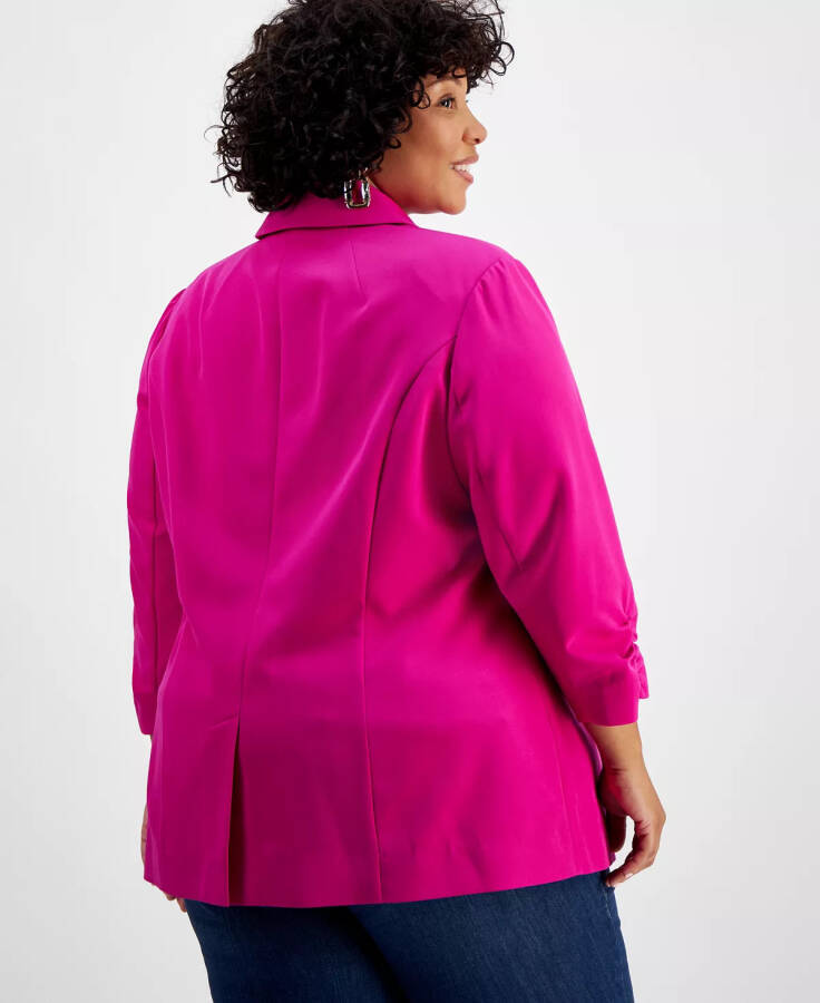 Plus Size 3/4-Sleeve Blazer, Created for Modazone Fuchsia Pop - 2