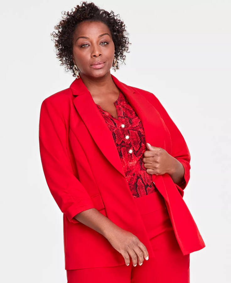 Plus Size 3/4-Sleeve Blazer, Created for Modazone Red Zenith - 1