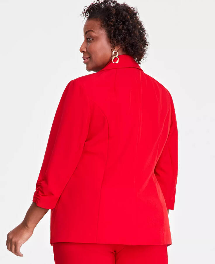 Plus Size 3/4-Sleeve Blazer, Created for Modazone Red Zenith - 4