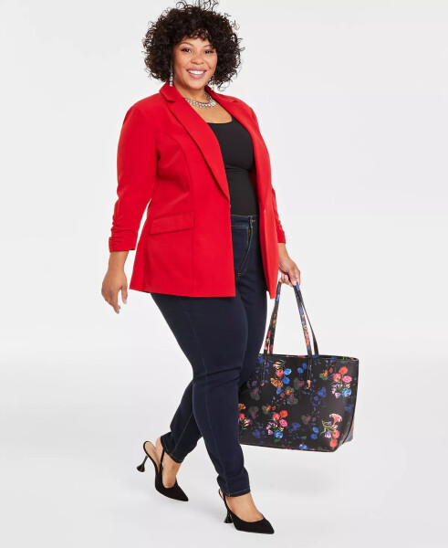 Plus Size 3/4-Sleeve Blazer, Created for Modazone Red Zenith - 5