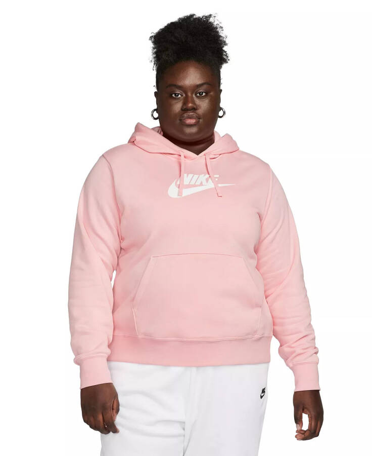 Plus Size Active Sportswear Club Hooded Fleece Sweatshirt Medium Soft Pink - 1