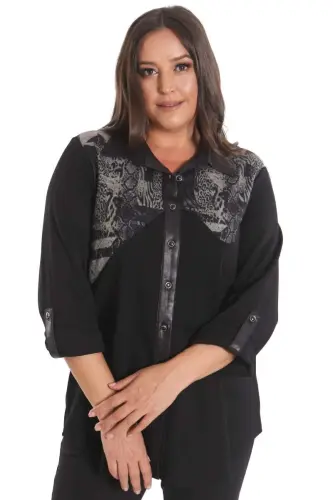 Plus Size Asymmetric Cut Knitted Beige Shirt - 3