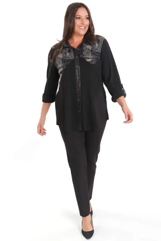 Plus Size Asymmetric Cut Knitted Beige Shirt - 4