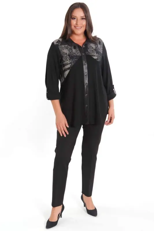 Plus Size Asymmetric Cut Knitted Beige Shirt - 5