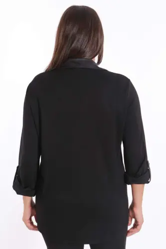 Plus Size Asymmetric Cut Knitted Beige Shirt - 6