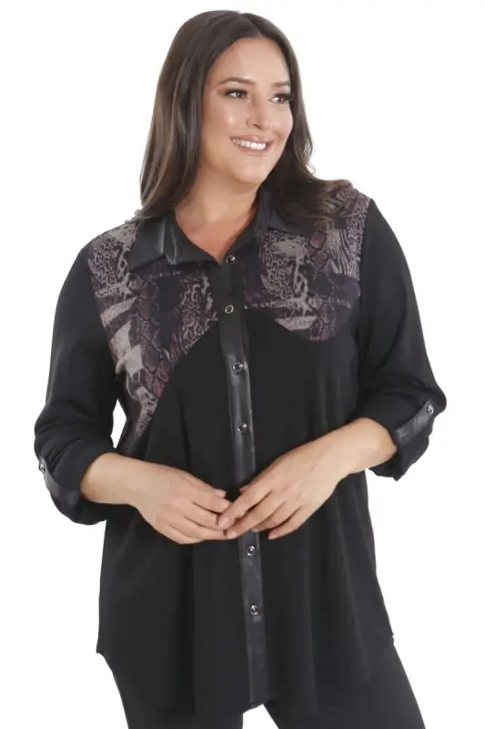 Plus Size Asymmetric Cut Knitted Burgundy Shirt - 1